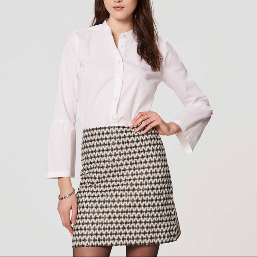 Loft Petite Mini Skirt 8P Diamond Jacquard Metallic Holiday Office Chic Preppy